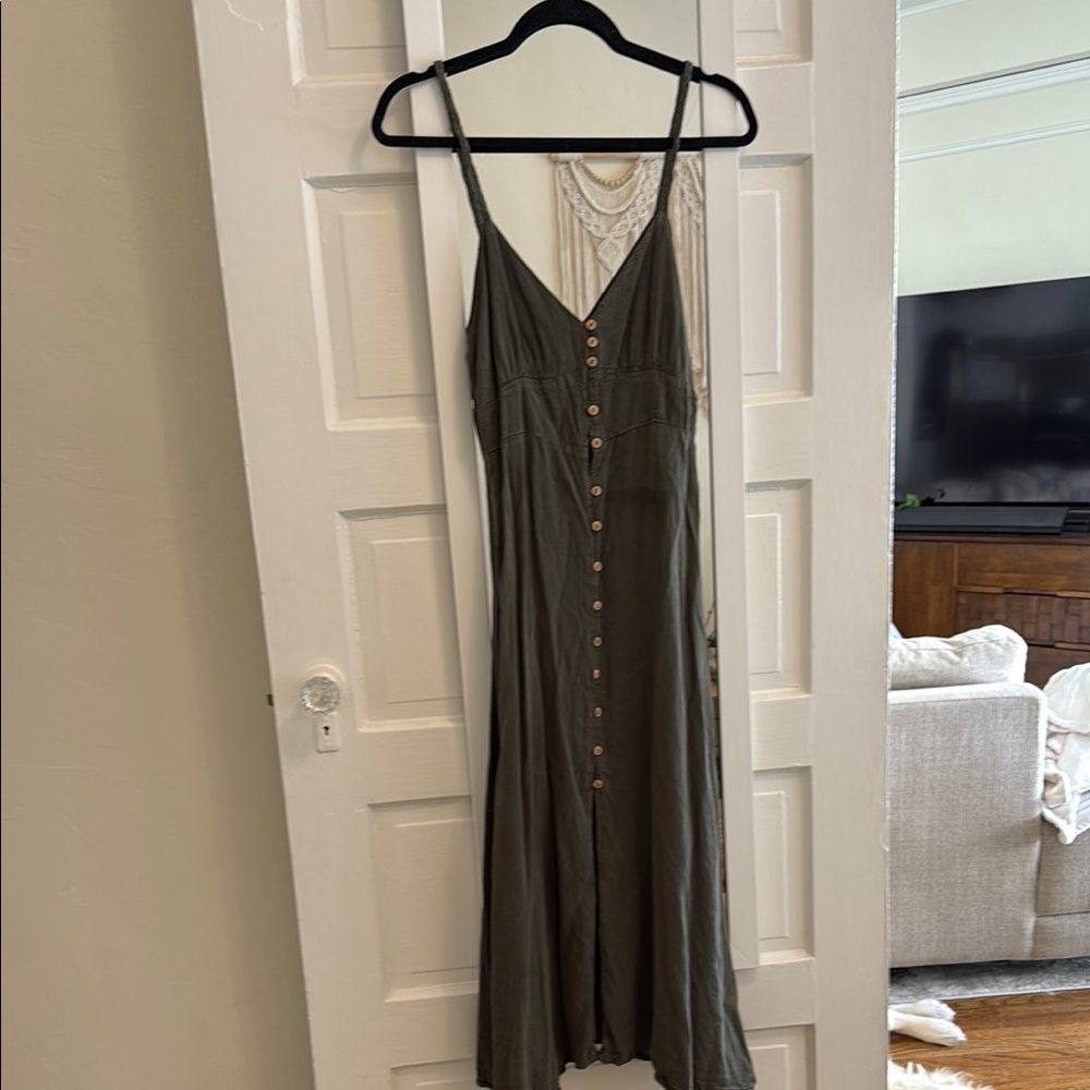 Zara Green Buttoned Maxi Sundress
